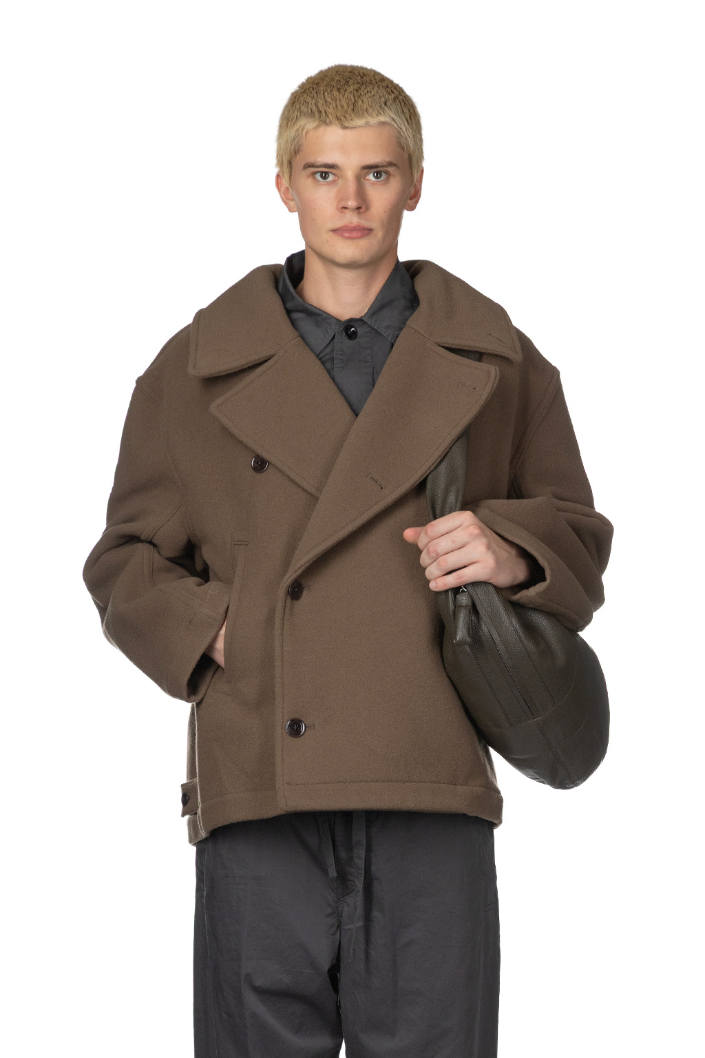 Lemaire - Boxy Peacoat - Dark Squirrel